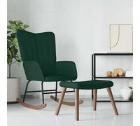 vidaXL Chaise à bascule avec repose-pied Vert foncé Velours
