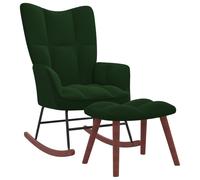 vidaXL Chaise à Bascule avec Repose-Pied Fauteuil de Relaxation avec Tabouret Siège de Détente Salon Maison Intérieur Vert Foncé Velours