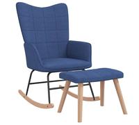 Chaise à Bascule avec Tabouret Siège de Relaxation Fauteuil de Salon Salle de Séjour Siège de Salon Maison Intérieur Bleu Tissu