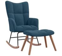 vidaXL Chaise à Bascule avec Tabouret en Velours Bleu