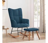 Vidaxl Chaise ? Bascule Avec Repose-Pied Bleu Velours Bleu