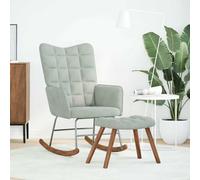 vidaXL Chaise à bascule avec tabouret en velours gris clair