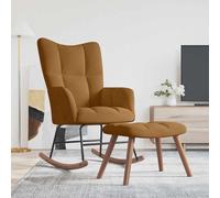 vidaXL Chaise à bascule avec tabouret en velours marron
