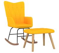 Vidaxl Chaise À Bascule Avec Tabouret Jaune Moutarde Tissu Jaune