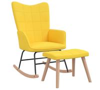 Chaise à Bascule avec Tabouret Siège de Relaxation Fauteuil de Salon Salle de Séjour Siège de Salon Maison Intérieur Jaune Moutarde Tissu