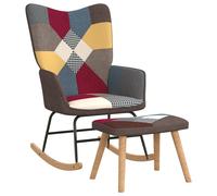 Vidaxl Chaise À Bascule Avec Tabouret Patchwork Tissu Multicolore