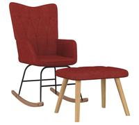 vidaXL Chaise à bascule avec tabouret Rouge bordeaux Tissu