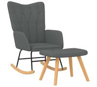 vidaXL Chaise à Bascule avec Tabouret Siège de Relaxation Fauteuil de Salon Salle de Séjour Siège de Salon Maison Intérieur Gris Foncé Tissu