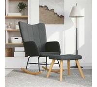 Vidaxl Chaise À Bascule Avec Tabouret Gris Foncé Tissu Gris