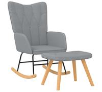 vidaXL Chaise à Bascule avec Tabouret Siège de Relaxation Fauteuil de Salon Salle de Séjour Siège de Salon Maison Intérieur Gris Clair Tissu