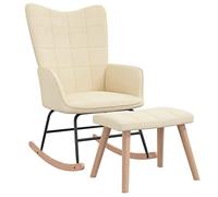 vidaXL Chaise à Bascule avec Tabouret Siège de Relaxation Fauteuil de Salon Salle de Séjour Siège de Salon Maison Intérieur Crème Tissu