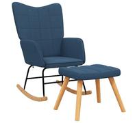vidaXL Fauteuil à bascule avec tabouret Siège de relaxation pour intérieur Tissu bleu