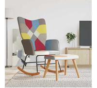 Vidaxl Chaise À Bascule Avec Tabouret Patchwork Tissu Multicolore