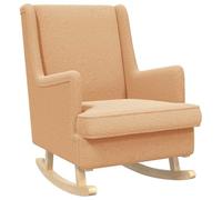 vidaXL Chaise à Bascule Beige 62 x 80 x 85 cm Tissu en Laine de Mouton, Fauteuil à Bascule Moderne, Fauteuil élégant pour Le Salon, Rocker en Velours Confortable et Cadre en Bois