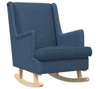vidaXL Chaise à Bascule Bleu 62 x 80 x 85 cm Tissu, Fauteuil à Bascule rembourré, siège Chic avec accoudoirs en Bois, Design Moderne pour se détendre en Salon, Chambre