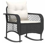 vidaXL Chaise à bascule de jardin avec coussins noir résine tressée, chaise à bascule d'extérieur, chaise à bascule de 4104193