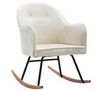 vidaXL Chaise à Bascule Fauteuil de Salon Chaise de Jardin Fauteuil de Terrasse Chaise de Patio Extérieur Salle de Séjour Blanc Crème Velours