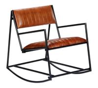 Vidaxl Chaise À Bascule Marron Cuir Véritable Marron