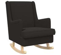 vidaXL Chaise à Bascule Noir 62 x 80 x 85 cm Tissu en Laine de Mouton, Fauteuil à Bascule Moderne, Fauteuil élégant pour Le Salon, Rocker en Velours Confortable et Cadre en Bois