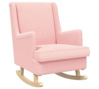 vidaXL Chaise à Bascule Rose 62 x 80 x 85 cm Tissu en Laine de Mouton, Fauteuil à Bascule Moderne, Fauteuil élégant pour Le Salon, Rocker en Velours Confortable et Cadre en Bois
