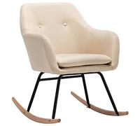 vidaXL Chaise à Bascule Siège à Bascule de Salle de Séjour Fauteuil à Bascule de Salon Meuble de Salle de Séjour Maison Intérieur Crème Tissu