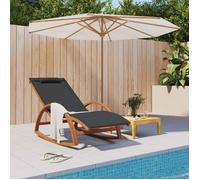 vidaXL Chaise à Bascule textilène Gris et Bois de peuplier Massif, Chaise Longue, Chaise berçante extérieure, Chaise Longue extérieure