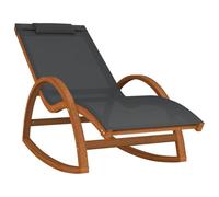 vidaXL Chaise à Bascule textilène Gris et Bois de peuplier Massif, Chaise Longue, Chaise berçante extérieure, Chaise Longue extérieure