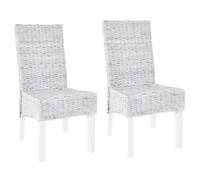 vidaXL Chaise à dîner 2pcs Marron clair Rotin kubu et bois de manguier