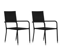 Vidaxl Chaise À Dîner De Jardin Empilable Lot De 2 Noir Résine Tressée