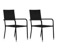 Chaise à dîner de jardin empilable lot de 2 noir résine tressée vidaXL