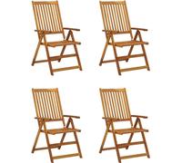 vidaXL Chaise à haut dossier Réglable 4 pièces avec coussins Bois massif Acacia