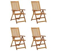 vidaXL Chaise à haut dossier Réglable 4 pièces avec coussins Bois massif Acacia