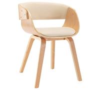 vidaXL Chaise à Manger Crème Bois courbé et Similicuir