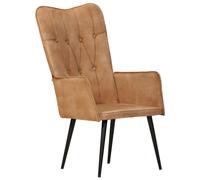 Vidaxl Chaise À Oreilles Marron Toile Marron