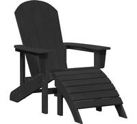 vidaXL Chaise Adirondack avec coussin Noir 74 x 82 x 92 cm Plastique