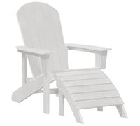 Vidaxl Chaise Adirondack Blanche Avec Repose-Pieds
