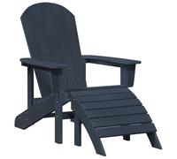 vidaXL Chaise Adirondack avec Repose-Pieds Bleu Marine HDPE