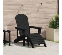 Chaise Adirondack avec repose-pieds noire HDPE durable pour une détente extérieure confortable, mobilier de jardin, 42006631