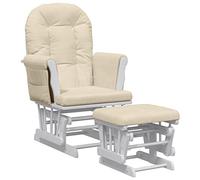 vidaXL Chaise berçante avec Repose-Pied Blanc crème Tissu