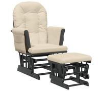 vidaXL Chaise berçante avec repose-pied Blanc crème Tissu