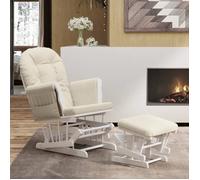 vidaXL Chaise berçante avec repose-pied Blanc crème Tissu 351663