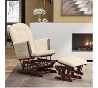 Chaise Berçante Avec Repose-Pied Blanc Crème Tissu Vidaxl Vidaxl Blanc