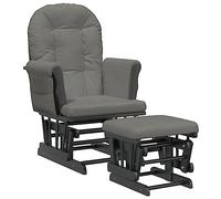 vidaXL Chaise berçante avec Repose-Pied Gris foncé Tissu