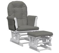 Vidaxl Chaise Berçante Avec Repose-Pied Gris Foncé Tissu Gris