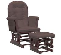 vidaXL Chaise berçante avec Repose-Pied Marron Tissu, Chaise berçante, Chaise de Soins berçante, Chaise berçante avec Repose-Pied