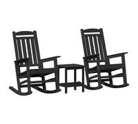 vidaXL Chaise Berçante de Jardin 3 pcs Noir 38 x 38 x 46 cm Plastique, Chaise rectangulaire Moderne pour Jardin, siège d'extérieur Durable, Meuble de détente pour Patio