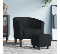 Vidaxl Chaise Cabriolet Avec Repose-Pied Noir Velours Noir