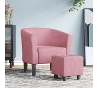 vidaXL Fauteuil Cabriolet avec Repose-Pied, Chaise avec Accoudoirs, Canapé avec Dossier, Siège Rembourré Salon Chambre, Rose Velours