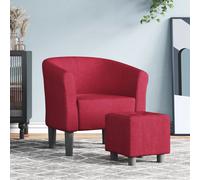vidaXL Fauteuil Cabriolet avec Repose-Pied, Chaise avec Accoudoirs, Canapé avec Dossier, Siège Rembourré Salon Chambre, Rouge Bordeaux Tissu