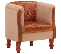 vidaXL Chaise cabriolet marron cuir véritable bois de manguier massif